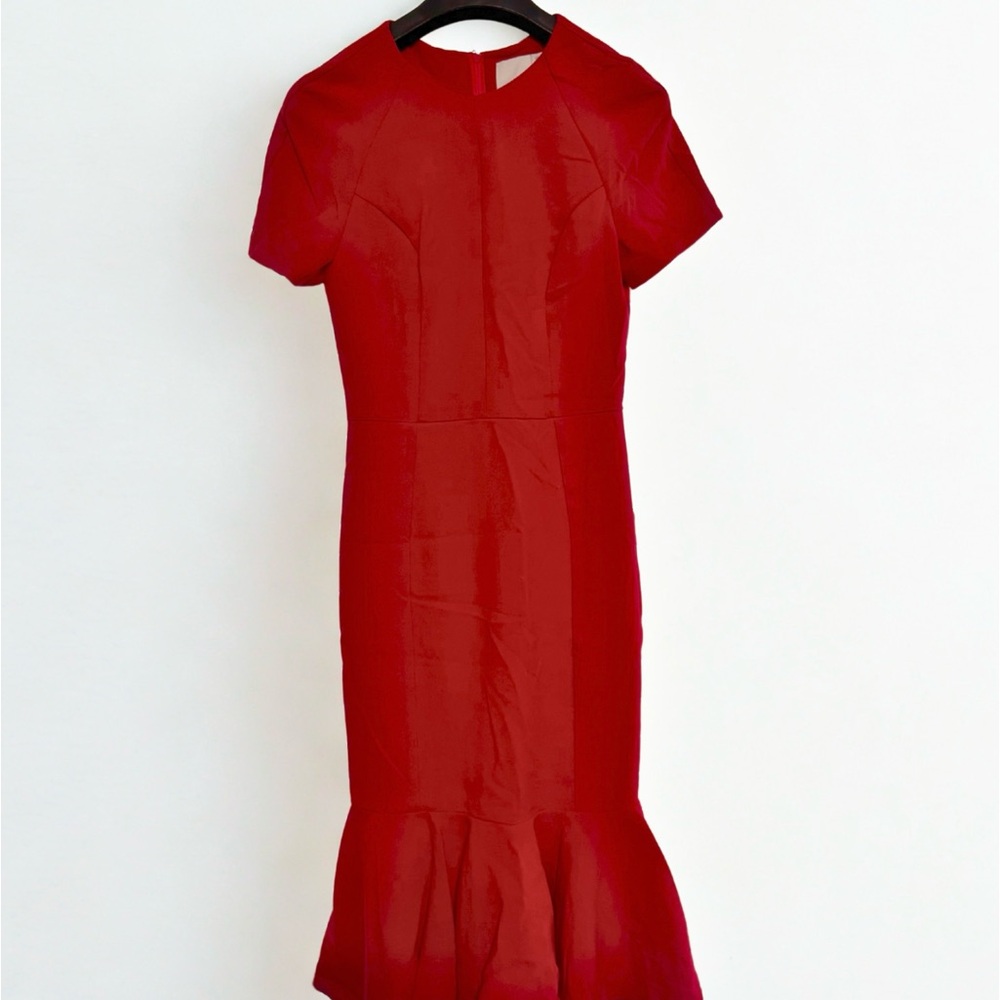 ASOS Red Sheath Midi Dress with Mock Neck